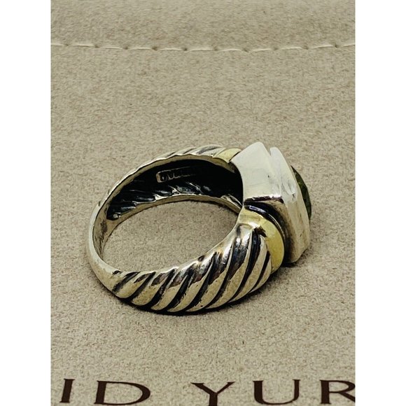 David Yurman 925 Sterling Silver 14K Yellow Gold Peridot  Cable Dome Ring 6.5 - Picture 3 of 7